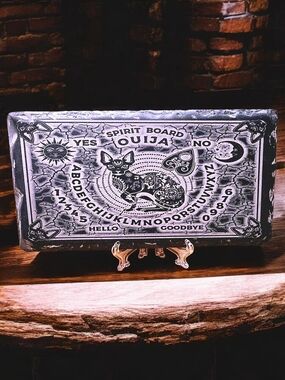 Ouija Cat Decorative Serving Tray - Black and White Accent